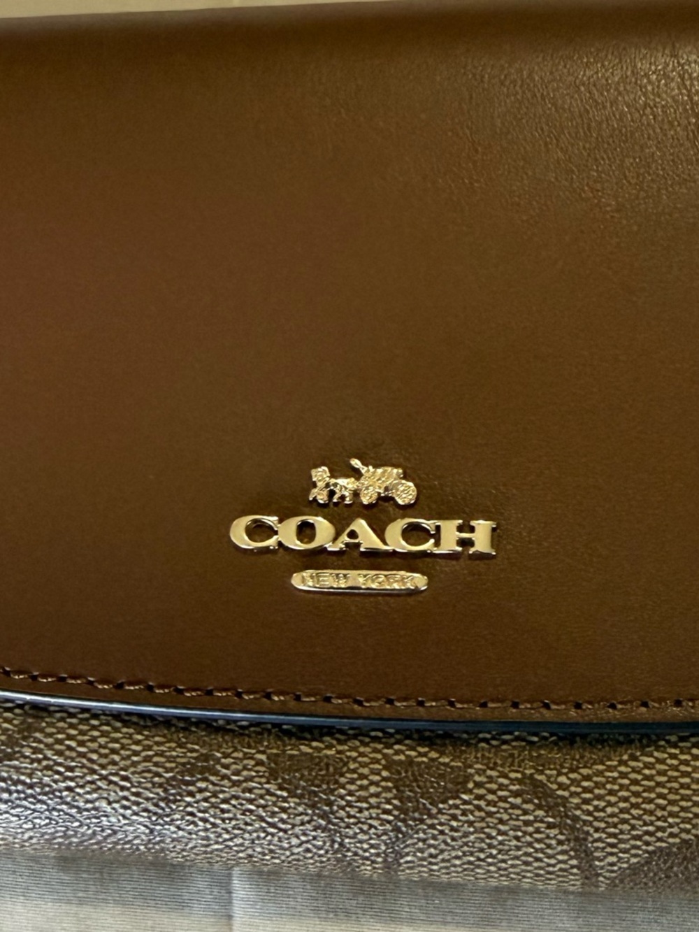 Coach Brown Signature Continental Wallet with Gold Logo - Picture 8 of 9